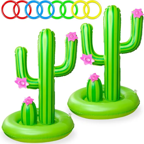 Miniatura 9 de Juego de juguetes inflables de flamenco 2 en 1 para lanzar y lanzar anillos. Juego de juguetes inflables de flamenco para piscina y cornhole