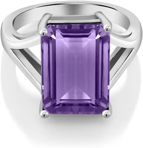 Miniatura 66 de Gem Stone King Anillo de compromiso solitario con piedra preciosa de corte esmeralda de 0.551 x 0.394 in para mujer, plata de ley 925, anillo