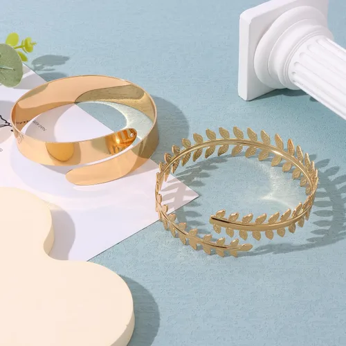 Miniatura 7 de MOZAKA Juego de 2 brazaletes ajustables dorados para mujer