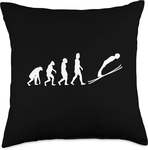 Miniatura 4 de Skispringen Wintersport Skifahren Schnee Piste Evolution Ski Jumping Throw Pillow, 16x16, Multicolor
