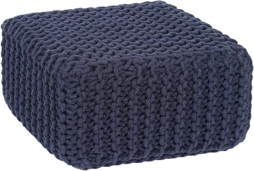 REDEARTH · Taburete otomano bajo en forma de cubo – Puf tejido a mano – Puf bohemio de cordón – Decoración del hogar – Reposapiés relleno para sala