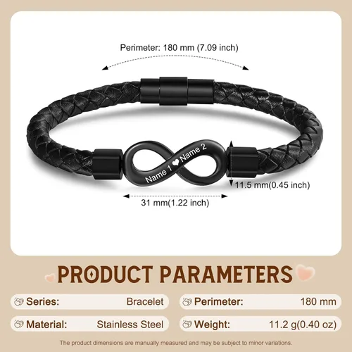 Miniatura 2 de Pulseras personalizadas con el infinito para parejas, pulseras a juego con nombre personalizado para parejas, regalo romántico para el día de San