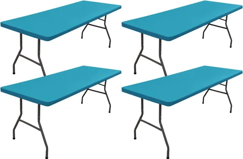 Miniatura 20 de homing Paquete de 4 manteles rectangulares de 4 pies, mantel ajustable de poliéster impermeable, lavable, para picnic, campamento, al aire libre