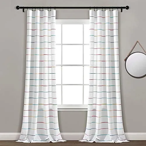 Miniatura 15 de Lush Decor Paneles de Cortinas de Ventana de Algodón Teñido con Hilo de Rayas Ombré, Par, 40" An x 95" L, Amarillo y Gris - Cortinas - Cortinas