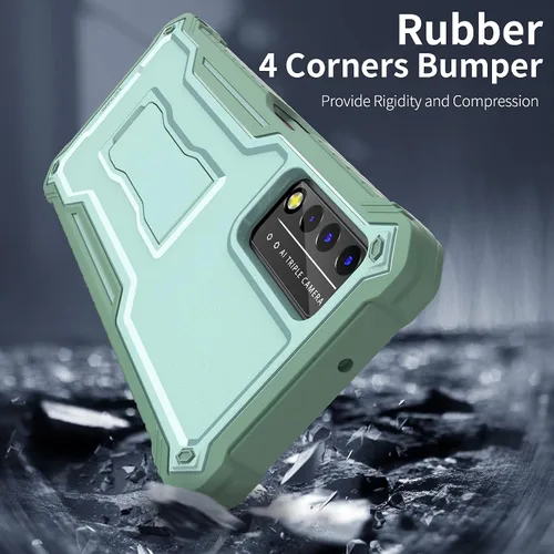 Miniatura 5 de ExoGuard Funda para T-Mobile REVVL V Plus 5G, funda de goma a prueba de golpes de cuerpo completo, protector de pantalla integrado y soporte Verde
