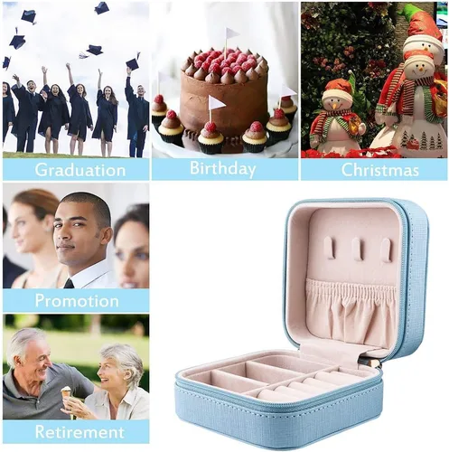 Miniatura 5 de Duomiila - Caja de joyería pequeña mini organizador de viaje portátil para anillos aretes collares Un regalo para niñas y mujeres