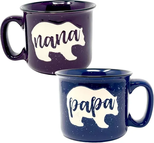 Miniatura 12 de Brooke & Jess Designs Juego de tazas de regalo para abuela y abuelo, tazas de café de 15 onzas (verde azulado para abuela, azul claro para abuelo)