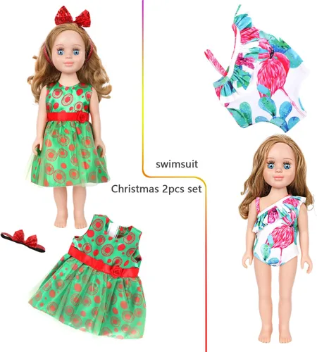 Miniatura 4 de MSYO 10 piezas de ropa y accesorios para muñecas de 16 a 18 pulgadas, trajes de moda hechos a mano con vestidos, tops, pantalones, traje de baño