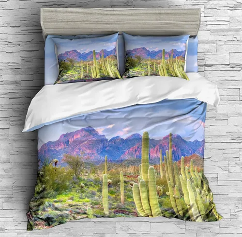 Miniatura 2 de REALIN Juego de funda de edredón de cactus y plantas suculentas de cactus para niñas y niños, juego de ropa de cama de 2/3/4 piezas, fundas