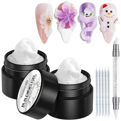 Miniatura 10 de Fcozpjk Kit de gel sólido constructor, 2 unidades de gel de escultura 3D negro no pegajoso para tallar a mano con bolígrafo de silicona, geles duros
