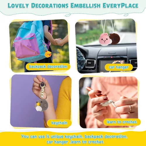 Miniatura 6 de GOZATO Kit de ganchillo para principiantes, kit de animales de ganchillo con tutoriales en video paso a paso, kit de ganchillo fácil
