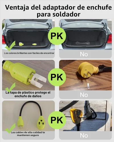 Miniatura 4 de NEMA L14-30P a 6-50R adaptador de generador a soldador, cable de alimentación resistente de 1.5 pies, STW 10/3 AWG, 125V/250V, certificación ETL