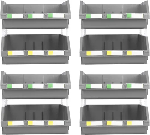 Miniatura 7 de Paquete de 2 contenedores apilables extragrandes de almacenamiento – 16.5 x 14.5 x 6.9 pulgadas, organizador resistente, diseño colgante