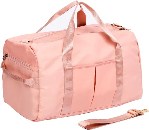 Bolsas de lona deportivas con bolsa de gimnasio para mujeres y hombres, bolsa impermeable de viaje con bolsillo húmedo y compartimento para zapatos,