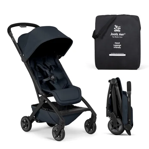 Joolz Aer2 Cochecito de viaje ligero para bebé y niño pequeño – Cochecito plegable ultracompacto con una sola mano, asiento reclinable, toldo UPF