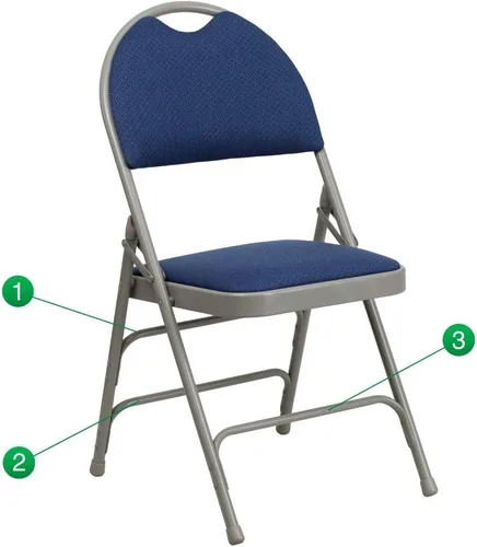 Miniatura 20 de Flash Furniture HERCULES Series Ultra Premium Triple Braced Black Vinyl Metal Silla plegable con asa fácil de transportar Marco negro de vinilo.