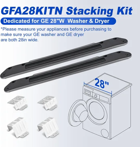 Miniatura 2 de [Patentado] Kit de apilamiento GFA28KITN para GE Kit de soporte de pila de lavadora y secadora de 28 pulgadas de ancho, compatible con lavadoras