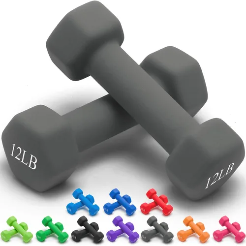 Miniatura 67 de Portzon Mancuernas con Pesos 10 Opciones de Colores Compatibles con Juego de 2 Mancuernas de Neopreno, 1-15 Libras, Antideslizantes, No se Ruedan