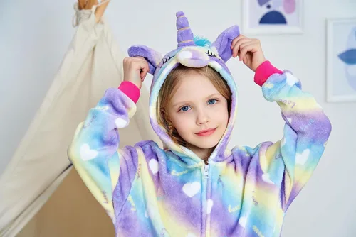 Miniatura 49 de Pijama de unicornio unisex para niños, enteritos para disfraz, Halloween