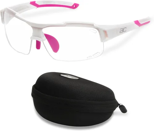 BLUE CUT Sports Safety Goggles Interchangeable Sun Lens Anti Fog UV Protection Indoor Outdoor Pickleball Cycling Basketball Blanco/Rosa