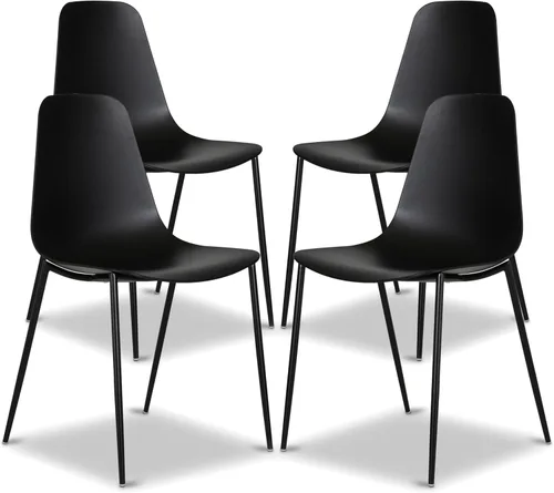 Poly & BARK Isla - Juego de 4 sillas de cocina modernas, sillas de comedor de plástico con patas de metal, montaje rápido, sillas simples de café de