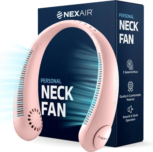 Miniatura 10 de NEXAIR Ventilador de cuello portátil de enfriamiento manos libres, ventilador de cuello ligero sin aspas, 3 velocidades, batería de 2400 mAh, tiempo