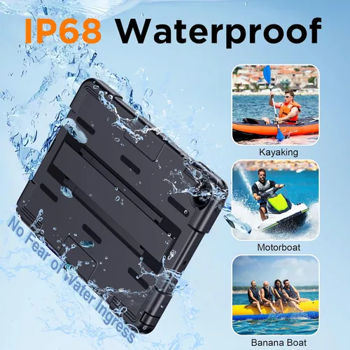 Miniatura 5 de Funda para iPad de 9ª generación de 10.2 pulgadas, grado militar, a prueba de caídas IP68, impermeable, con protector de pantalla, soporte y correa