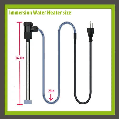 Miniatura 4 de Calentador de agua sumergible de inmersión de 1800 W para bañera de hidromasaje y piscina, calentador eléctrico portátil con temporizador WiFi