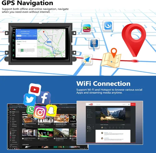 Miniatura 4 de Radio de coche Android 2G+64G para Ford F150 2004-2008 / F250 F350 2006-2010, 7 pulgadas IPS HD pantalla táctil estéreo de coche con CarPlay Andriod