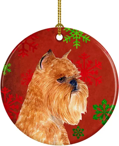 Miniatura 38 de Caroline's Treasures Bulldog English - Copos de nieve rojos y verdes, adorno de cerámica de Navidad, decoración colgante para el hogar, Navidad