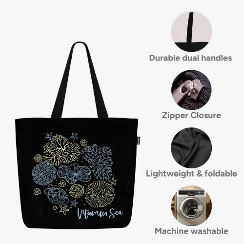 Miniatura 148 de Ecoright Bolsa de lona estética para mujer, bolsa grande con cremallera y bolsillo, bolsa de mano para mujer, para yoga, trabajo, playa