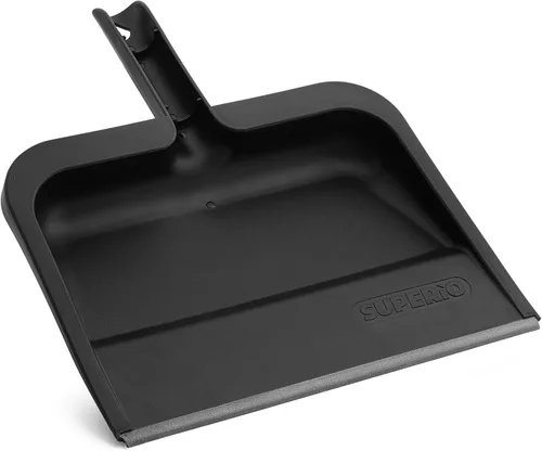 Superio Recogedor con clip con borde de goma, bandeja de plástico duradero de 10 pulgadas de ancho con mango de agarre cómodo, recogedor de Negro
