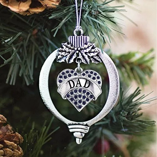 Miniatura 2 de Inspired Silver - Adorno de papá azul marino con dije de corazón - Adornos navideños de plata con circonitas cúbicas