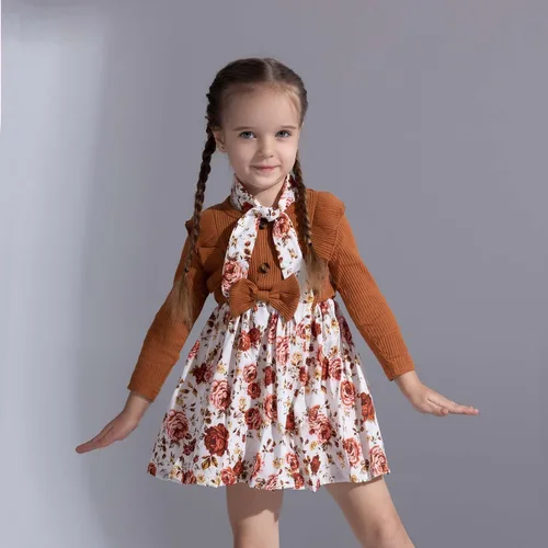 Miniatura 2 de PATPAT Baby Girl Dress Infant Girls Long Sleeve Baby Casual Dress Fall Winter Dress