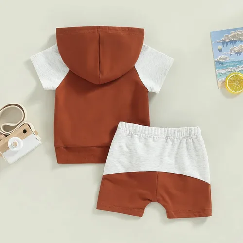 Miniatura 3 de Conjunto de ropa de verano para bebés y niñas con capucha y pantalones cortos con cordón, conjunto casual de verano