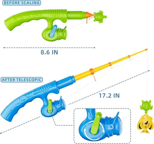 Miniatura 5 de Juego magnético de juguetes de pesca para niños pequeños de 3 a 5 4 a 8 años, mesa de agua para tina de juguete con poste inflable para piscina, red