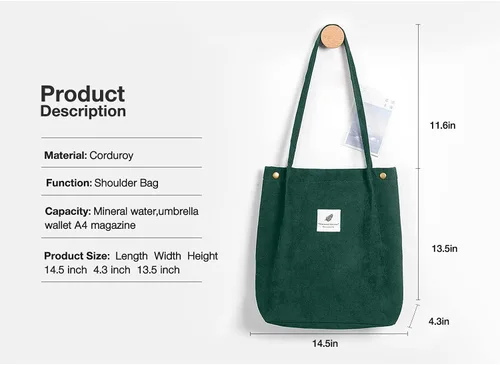 Miniatura 4 de Ndeno Bolsas de mano para mujer, bolsa de hombro de pana con bolsillo interior para trabajo, playa, almuerzo, viajes, compras, bolsos