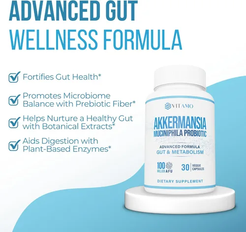Miniatura 2 de Akkermansia Suplemento de apoyo GLP-1 probiótico y berberina – 100 millones de probióticos AFU para la salud intestinal y el equilibrio metabólico