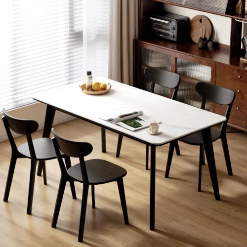 Sillas de comedor, 100% madera maciza de roble, silla moderna con respaldo curvo, sillas de cocina y comedor, silla moderna para sala de estar Negro