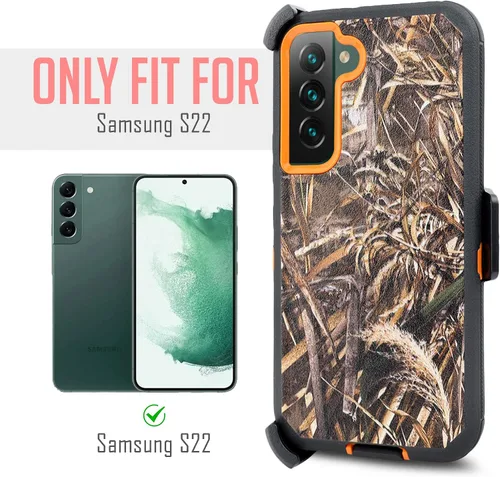 Miniatura 8 de Funda para Samsung Galaxy S22 de 6.1 pulgadas con funda de clip para cinturón, resistente de grado militar con soporte giratorio de 360° (camuflaje)
