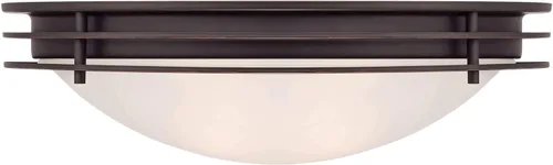 Miniatura 6 de Possini Euro Design Lámpara de techo moderna de montaje empotrado de 16 pulgadas de ancho, pantalla de cuenco de vidrio blanco con 2 luces de bronce