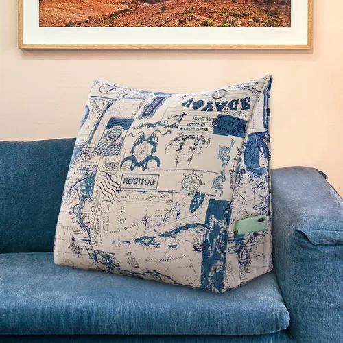 Almohada de lectura de cuña estampada triangular para cabecero y espalda, cojín de apoyo para sentarse en la cama, almohada para descansar en la