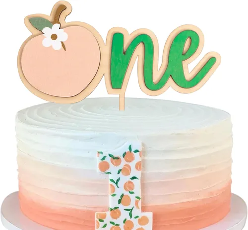 Peach One - Decoración de pastel de madera con temática de durazno, decoración de primera fiesta de cumpleaños, suministros de fiesta de dulce