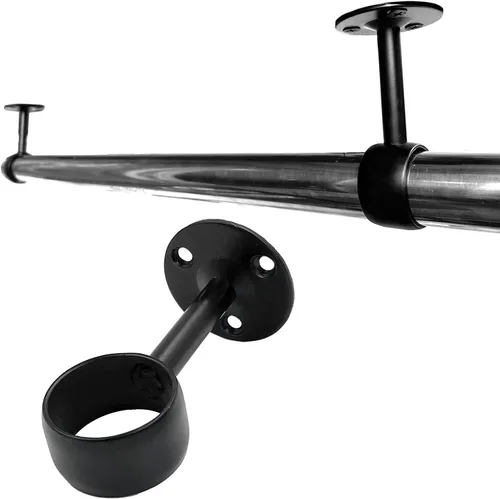 Miniatura 4 de Paquete de 4 soportes de barra de cortina de acero inoxidable de alta resistencia de 1 pulgada, soportes de extremo para poste de armario, soporte