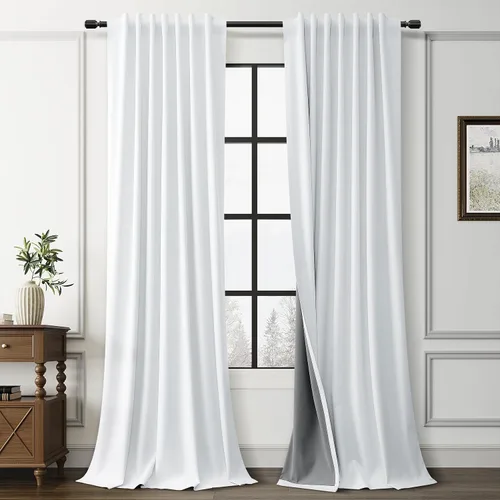 Miniatura 32 de Guken Cortinas opacas de lino, 2 paneles rústicos, elegantes, 100% opacas, con aislamiento térmico, banda de ganchos y trabilla trasera, 52 x 84