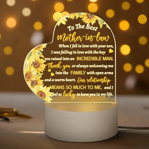 Miniatura 7 de Jetec Regalos de cumpleaños para el día de la madre de hija, hijo, Navidad, regalo de agradecimiento para mamá, girasol grabado, lámparas de corazón