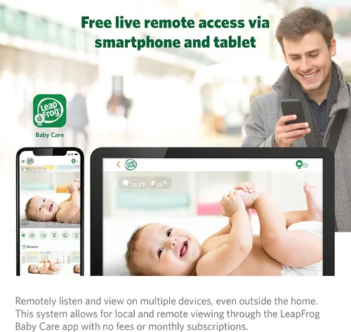 Miniatura 12 de LeapFrog Monitor de bebé LF925HD con cámara y audio, monitor de bebé de acceso remoto WiFi de 1080p, cámara panorámica e inclinación de 360°, zoom