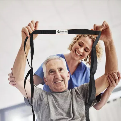 Miniatura 6 de Correa de estiramiento con bucles para yoga, correa de estiramiento para terapia física, correa de ejercicio no elástica para pilates, danza y Negro