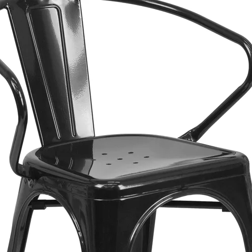 Miniatura 8 de Flash Furniture silla de metal con apoyabrazos, Metal, Negro