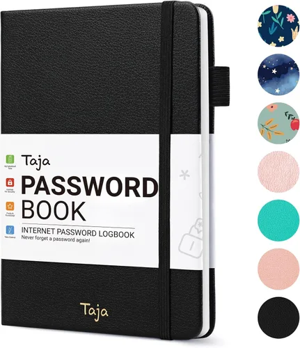 Miniatura 162 de Taja - Libreta de contraseñas con pestañas alfabéticas para personas mayores, cuaderno de contraseñas y registro detallado de direcciones de sitios